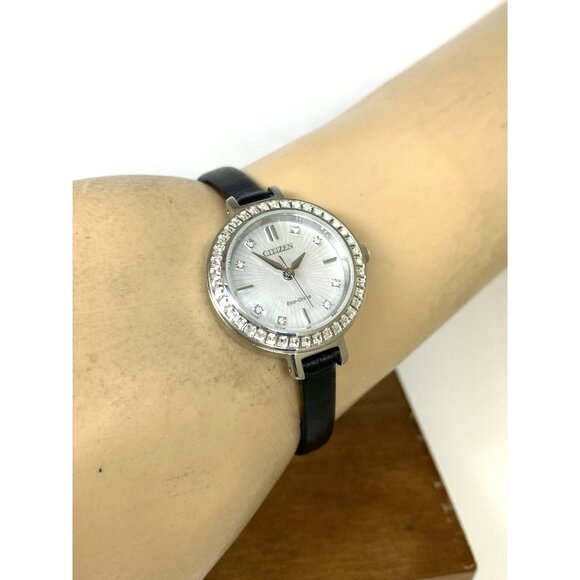 Citizen Women\'s Watch EM0860-51D Eco Drive Mother of Pearl Dial Black Leather main image 8